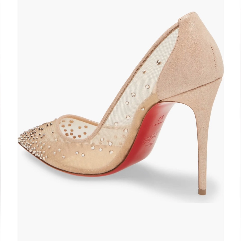 Christian Louboutin Beige Studded Heels - Picture 2 of 12